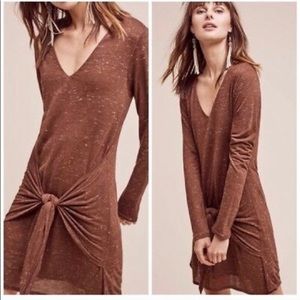 [Dolan] Brown Knotted Tie Waist Tee Mini Dress